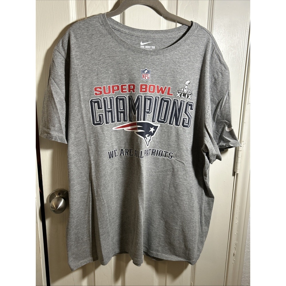 New England Patriots Super Bowl‎ Champions Nike Tee Gray T-Shirt Men XXL